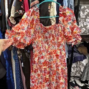 Eesome Multicolor Floral Smocked Dress